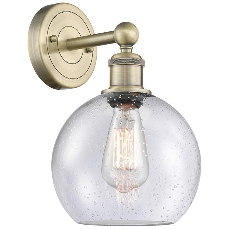 Image 1 Athens 13"High Antique Brass Sconce With Seedy Shade