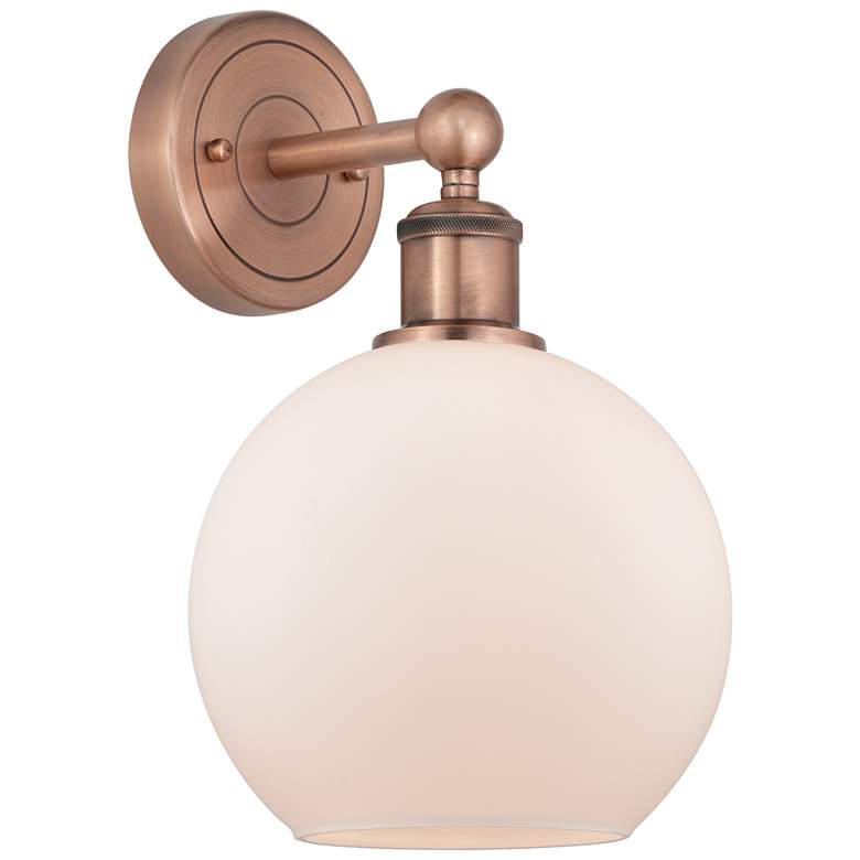 Image 1 Athens 13"High Antique Copper Sconce With Matte White Shade