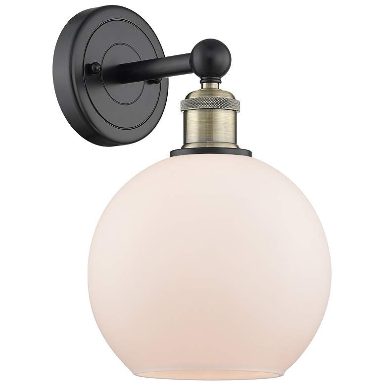 Image 1 Athens 13"High Black Antique Brass Sconce With Matte White Shade