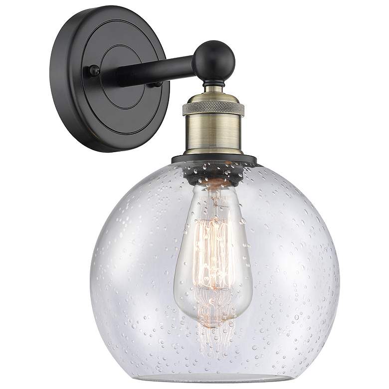 Image 1 Athens 13"High Black Antique Brass Sconce With Seedy Shade