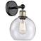 Athens 13"High Black Antique Brass Sconce With Seedy Shade
