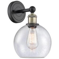 Athens 13"High Black Antique Brass Sconce With Seedy Shade