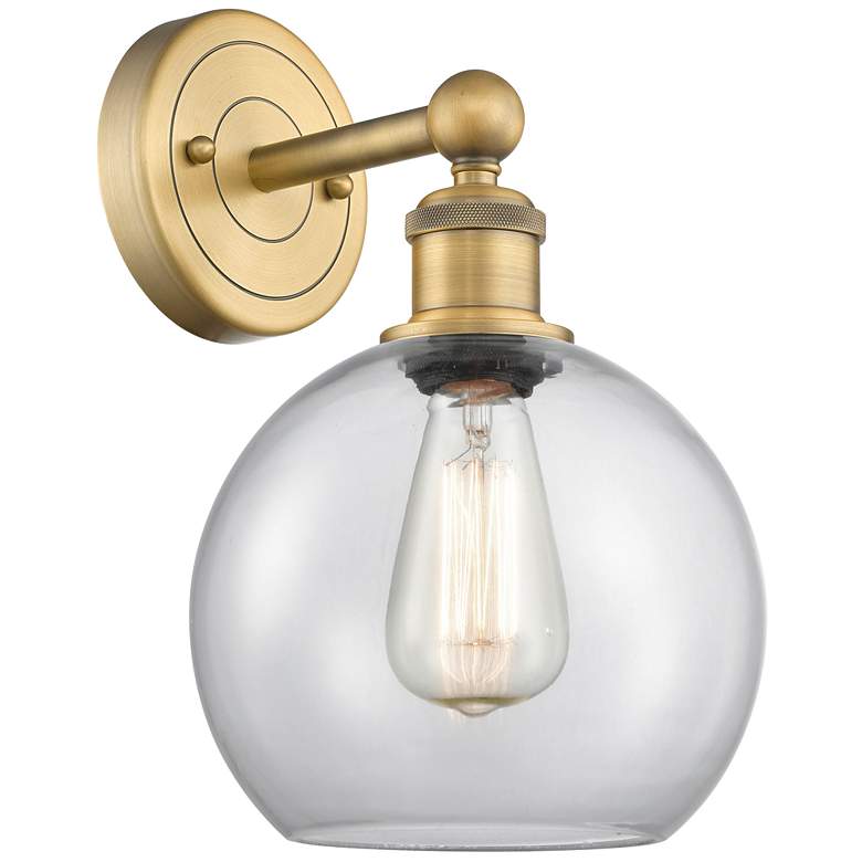 Image 1 Athens 13"High Brushed Brass Sconce With Clear Shade