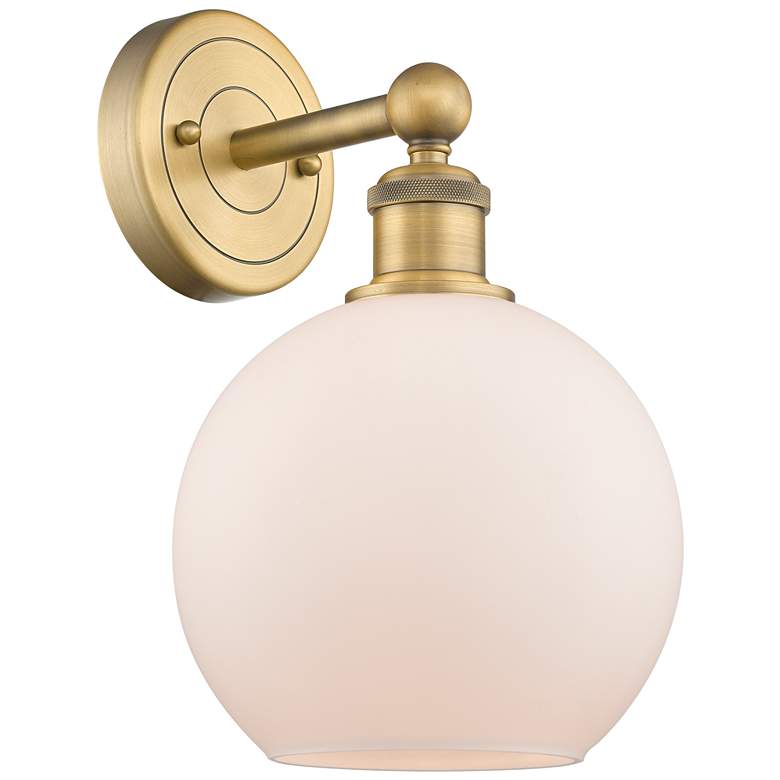 Image 1 Athens 13"High Brushed Brass Sconce With Matte White Shade