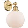 Athens 13"High Brushed Brass Sconce With Matte White Shade