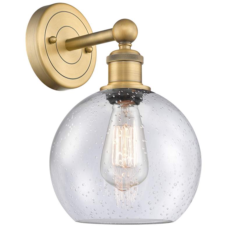 Image 1 Athens 13"High Brushed Brass Sconce With Seedy Shade