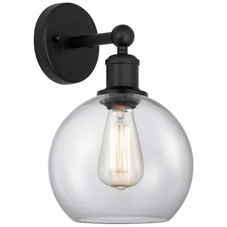 Image 1 Athens 13"High Matte Black Sconce With Clear Shade
