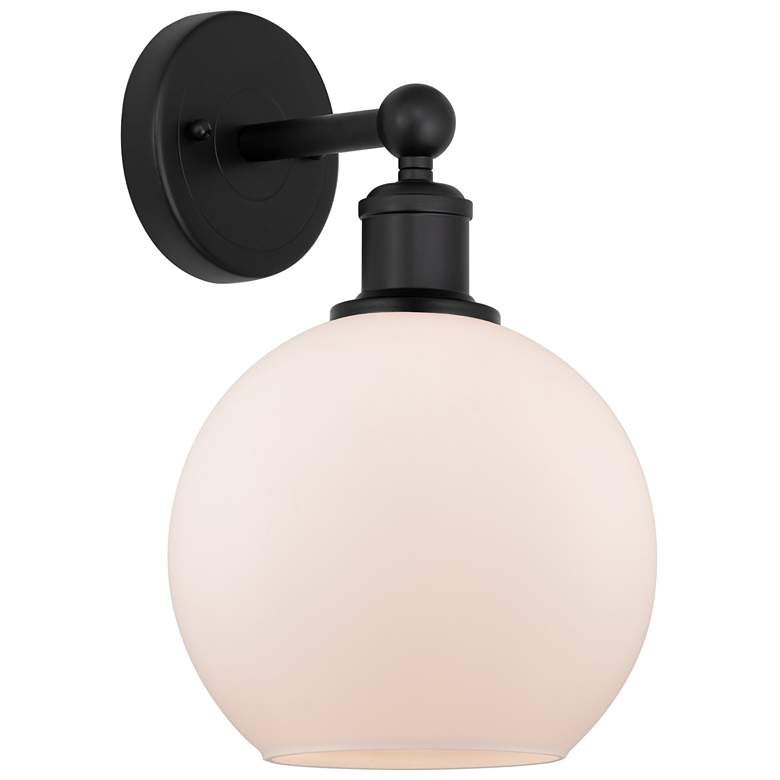 Image 1 Athens 13"High Matte Black Sconce With Matte White Shade