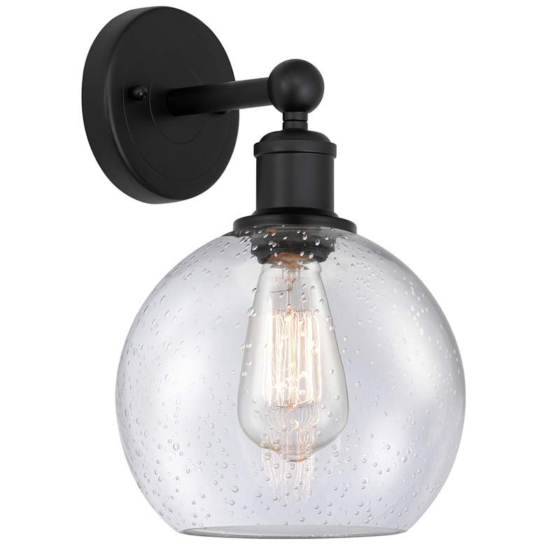 Image 1 Athens 13"High Matte Black Sconce With Seedy Shade