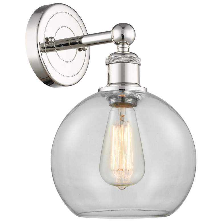 Image 1 Athens 13"High Polished Nickel Sconce With Clear Shade