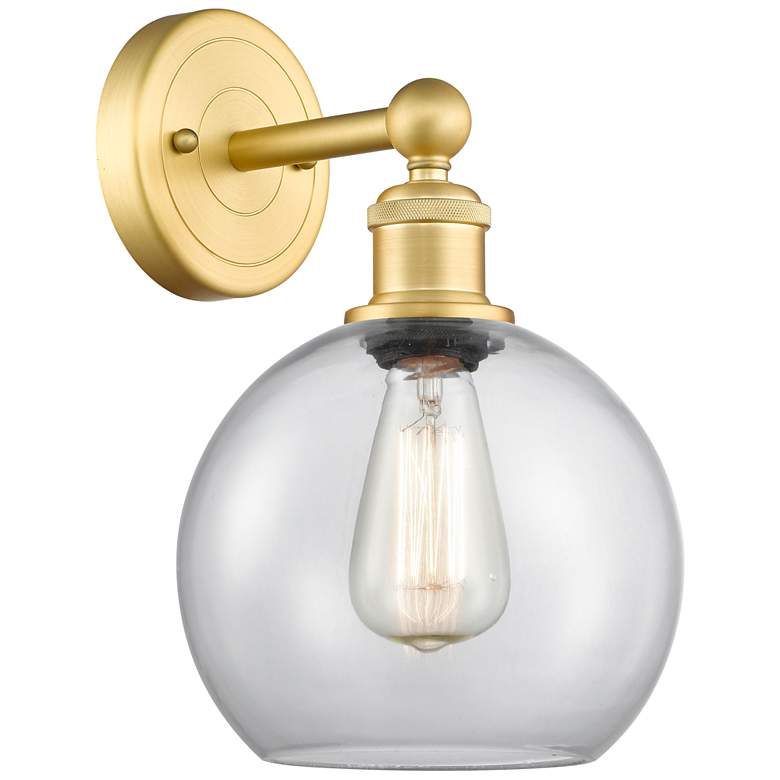 Image 1 Athens 13 inchHigh Satin Gold Sconce With Clear Shade