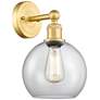 Athens 13"High Satin Gold Sconce With Clear Shade