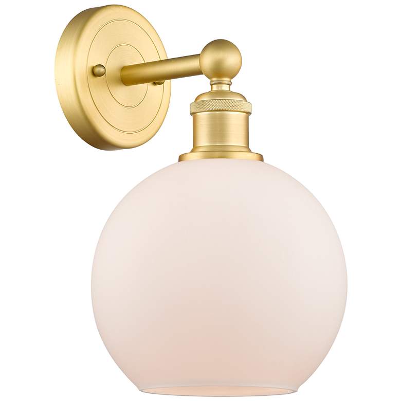 Image 1 Athens 13"High Satin Gold Sconce With Matte White Shade
