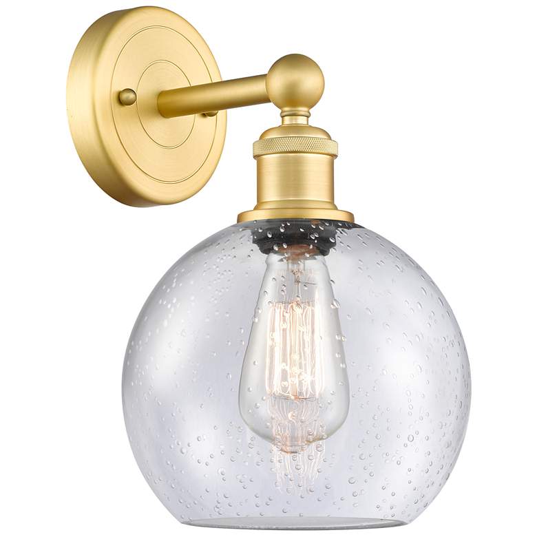 Image 1 Athens 13"High Satin Gold Sconce With Seedy Shade