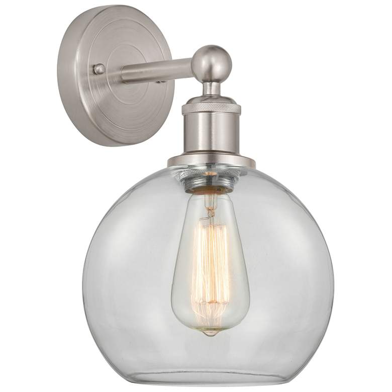 Image 1 Athens 13"High Satin Nickel Sconce With Clear Shade