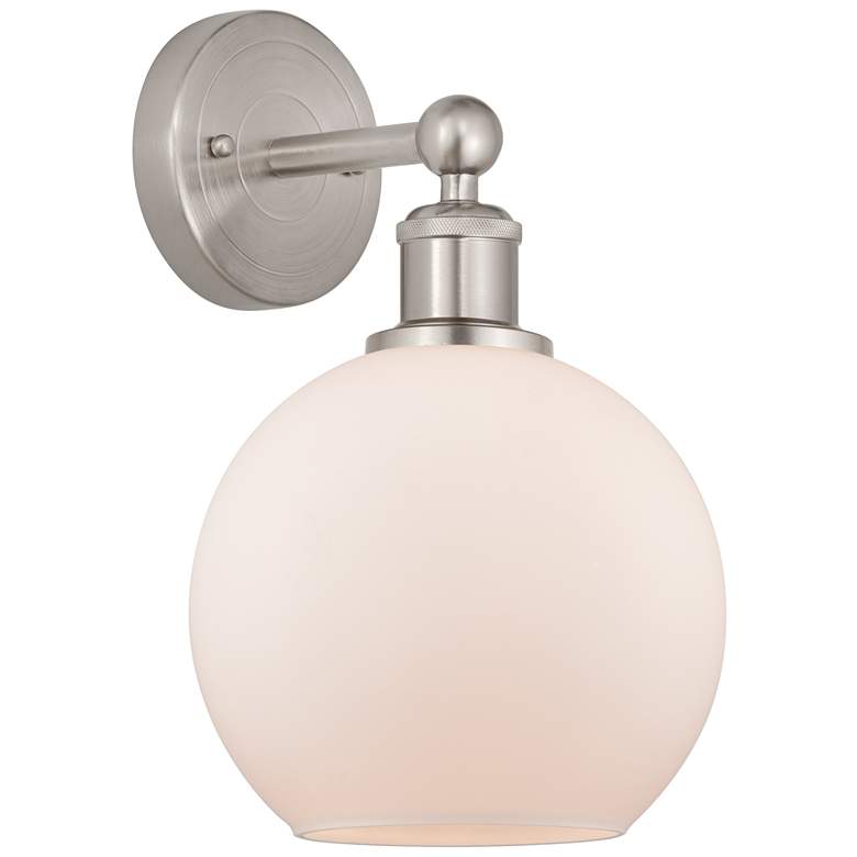 Image 1 Athens 13"High Satin Nickel Sconce With Matte White Shade