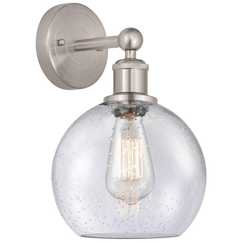 Image 1 Athens 13"High Satin Nickel Sconce With Seedy Shade