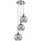 Athens 14.5"W 3-Light Satin Nickel Cord Pendant w/ Smoke Swirl Shade