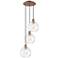 Athens 14.75"W 3 Light Antique Copper Multi-Pendant w/ Water Glass Sha