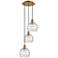 Athens 14.75"W 3 Light Brushed Brass Multi-Pendant w/ Deco Swirl Shade