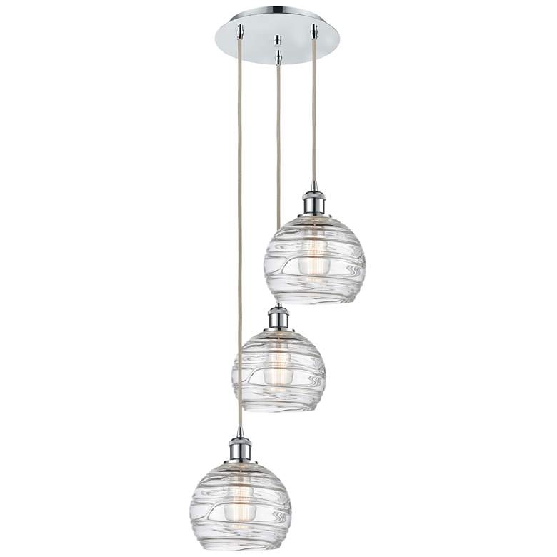 Image 1 Athens 14.75"W 3 Light Polished Chrome Multi-Pendant w/ Deco Swirl Sha