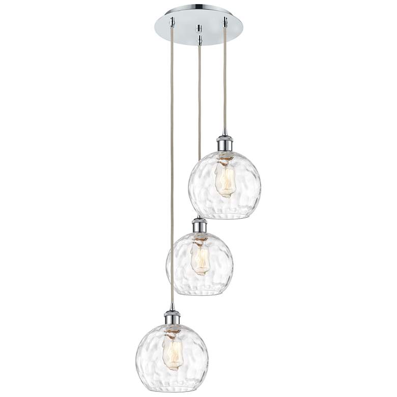 Image 1 Athens 14.75"W 3 Light Polished Chrome Multi-Pendant w/ Water Glass Sh
