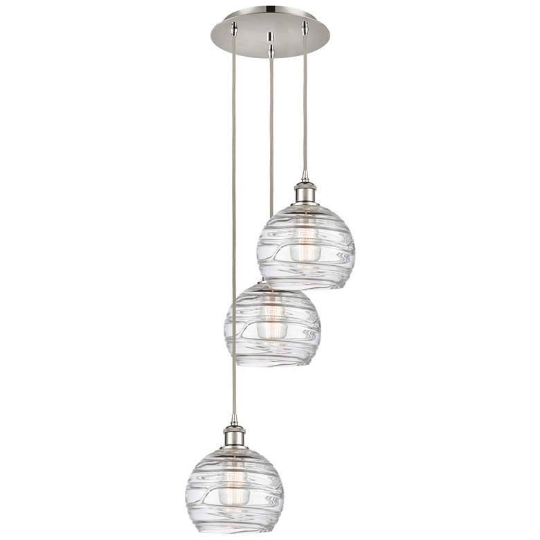 Image 1 Athens 14.75"W 3 Light Polished Nickel Multi-Pendant w/ Deco Swirl Sha