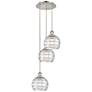Athens 14.75"W 3 Light Polished Nickel Multi-Pendant w/ Deco Swirl Sha