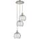 Athens 14.75"W 3 Light Polished Nickel Multi-Pendant w/ Deco Swirl Sha