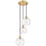 Athens 14.75"W 3 Light Satin Gold Multi-Pendant w/ Clear Water Glass S
