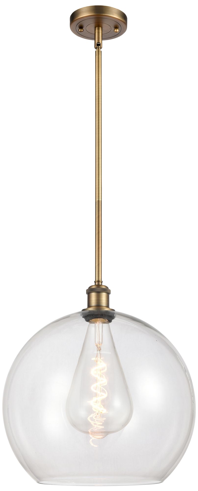Athens 14" Brushed Brass Pendant With Clear Shade - Made to Order
