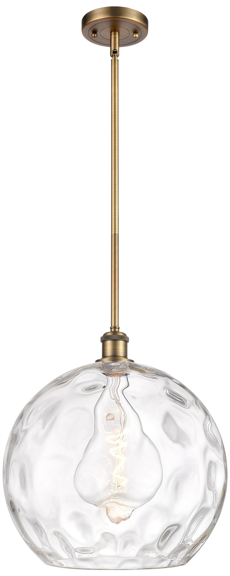 Athens 14" Brushed Brass Pendant With Clear Water Glass Shade