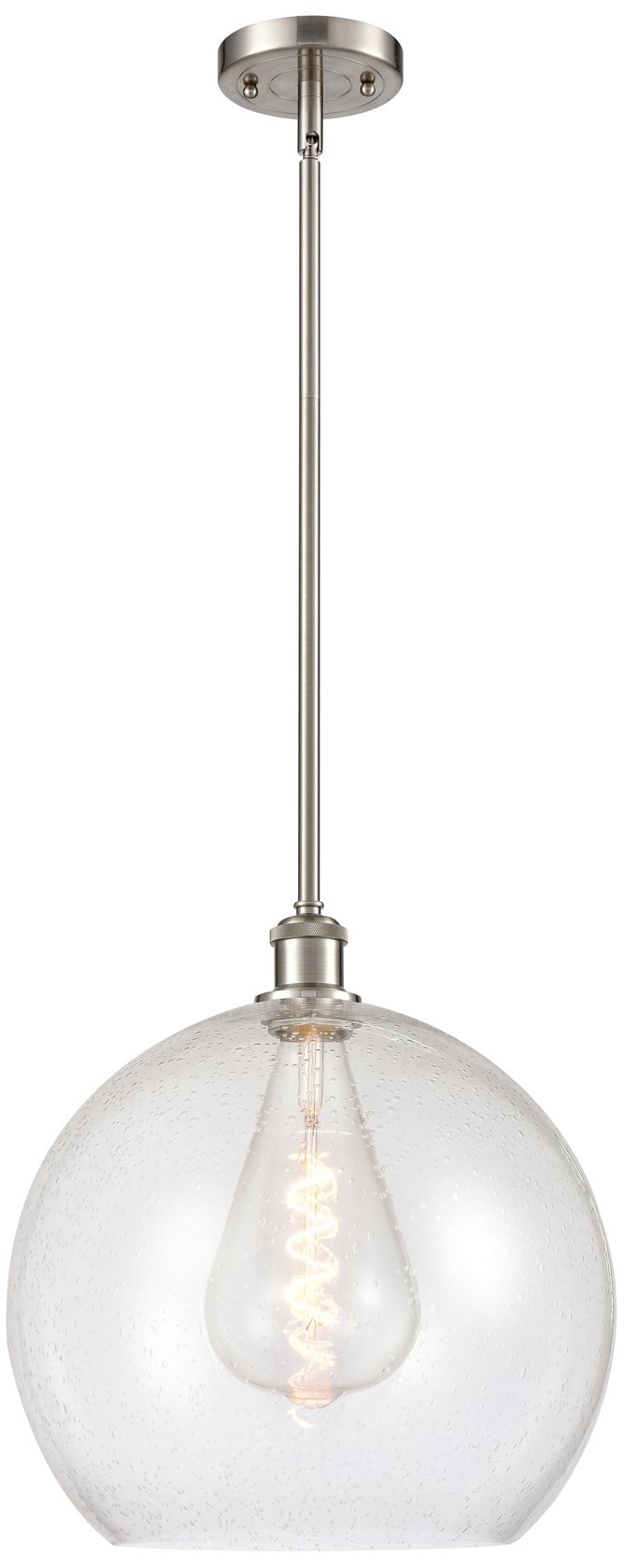 Athens 14" Brushed Satin Nickel LED Pendant With Seedy Shade Made to Order