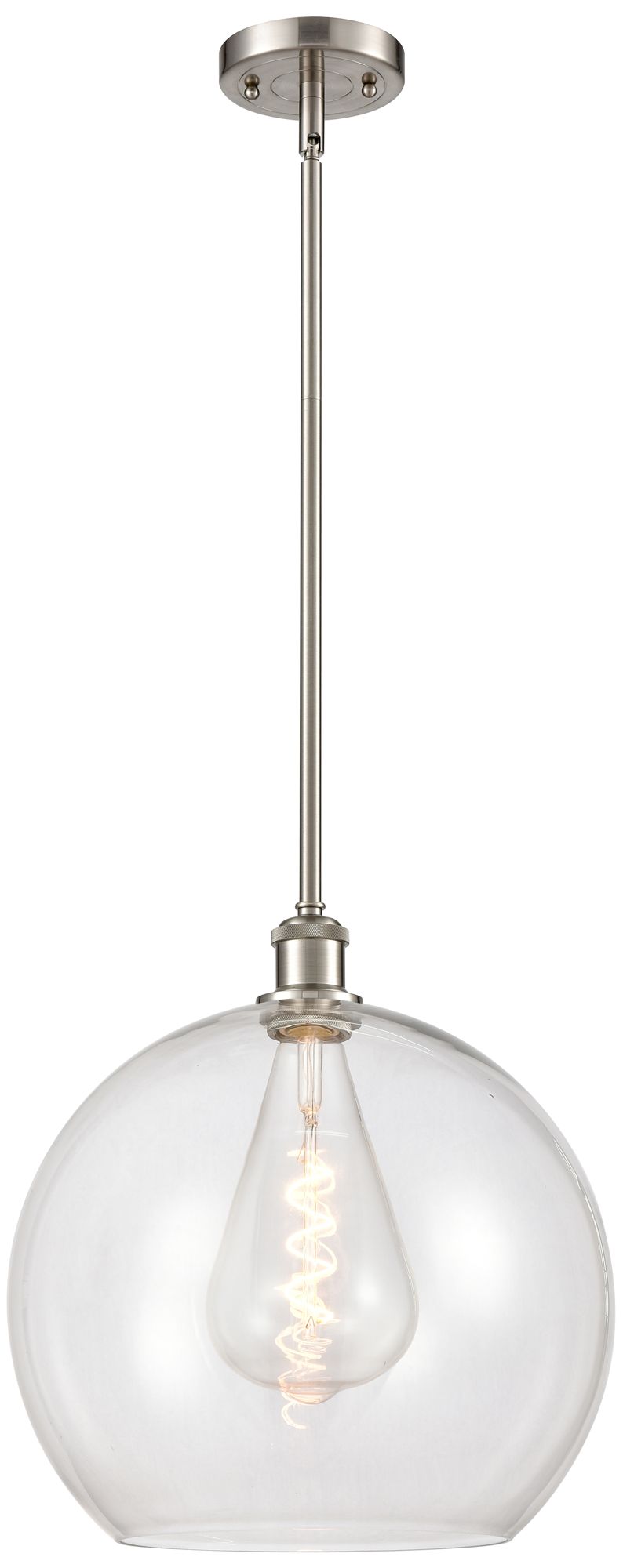 Athens 14" Brushed Satin Nickel Pendant With Clear Shade - Made to Order