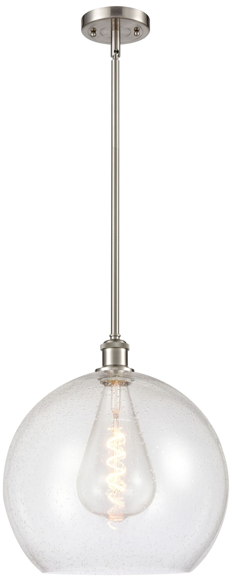 Athens 14" Brushed Satin Nickel Pendant With Seedy Shade - Made to Order