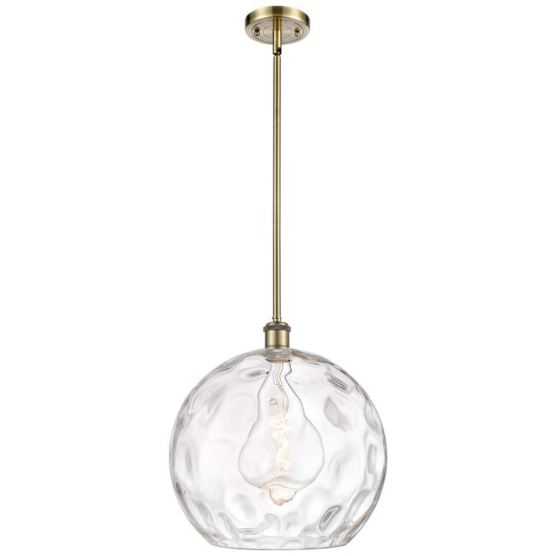 Image 1 Athens 14 inch Antique Brass LED Pendant With Clear Water Glass Shade
