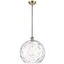 Athens 14" Antique Brass LED Pendant With Clear Water Glass Shade