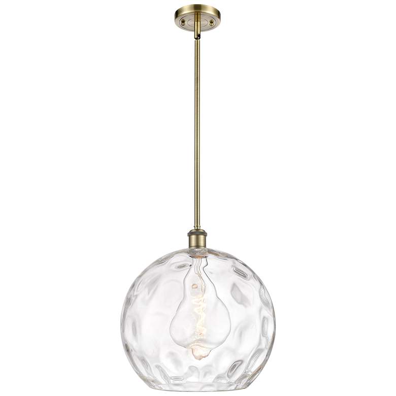 Image 1 Athens 14" Antique Brass LED Pendant With Clear Water Glass Shade