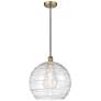 Athens 14" Antique Brass Pendant w/ Clear Deco Swirl Shade