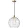 Athens 14" Antique Brass Pendant w/ Clear Deco Swirl Shade