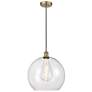 Athens 14" Antique Brass Pendant w/ Clear Shade
