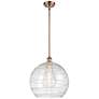 Athens 14" Antique Copper LED Pendant With Clear Deco Swirl Shade