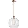 Athens 14" Antique Copper LED Pendant With Clear Shade