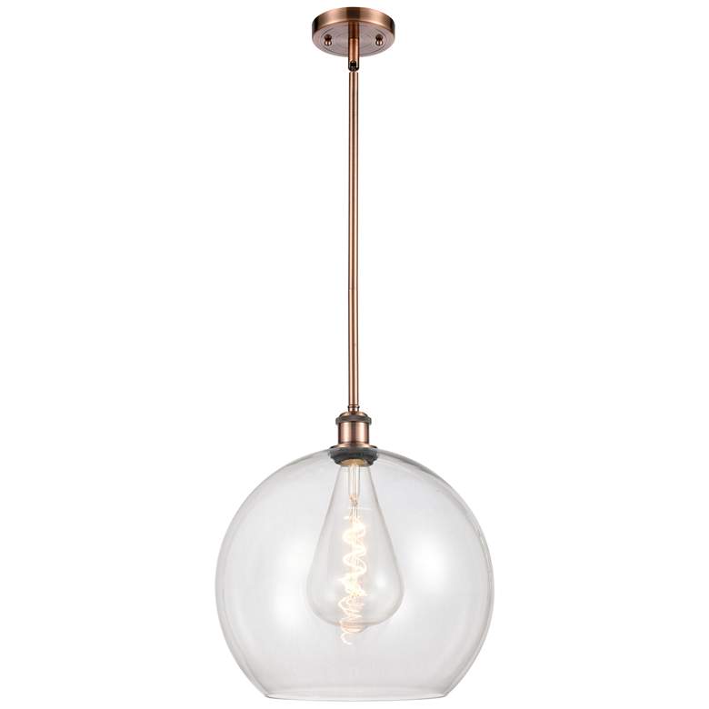 Image 1 Athens 14" Antique Copper LED Pendant With Clear Shade