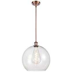 Athens 14" Antique Copper LED Pendant With Clear Shade