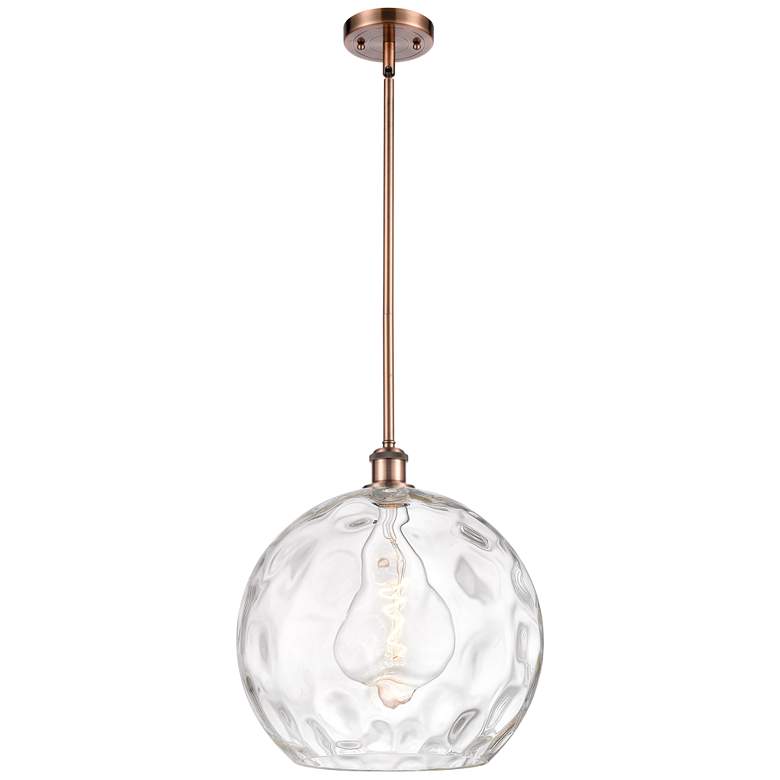 Image 1 Athens 14" Antique Copper LED Pendant With Clear Water Glass Shade