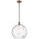 Athens 14" Antique Copper LED Pendant With Clear Water Glass Shade