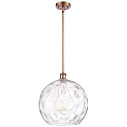 Athens 14" Antique Copper LED Pendant With Clear Water Glass Shade