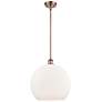 Athens 14" Antique Copper LED Pendant With Matte White Shade
