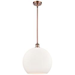 Athens 14" Antique Copper LED Pendant With Matte White Shade